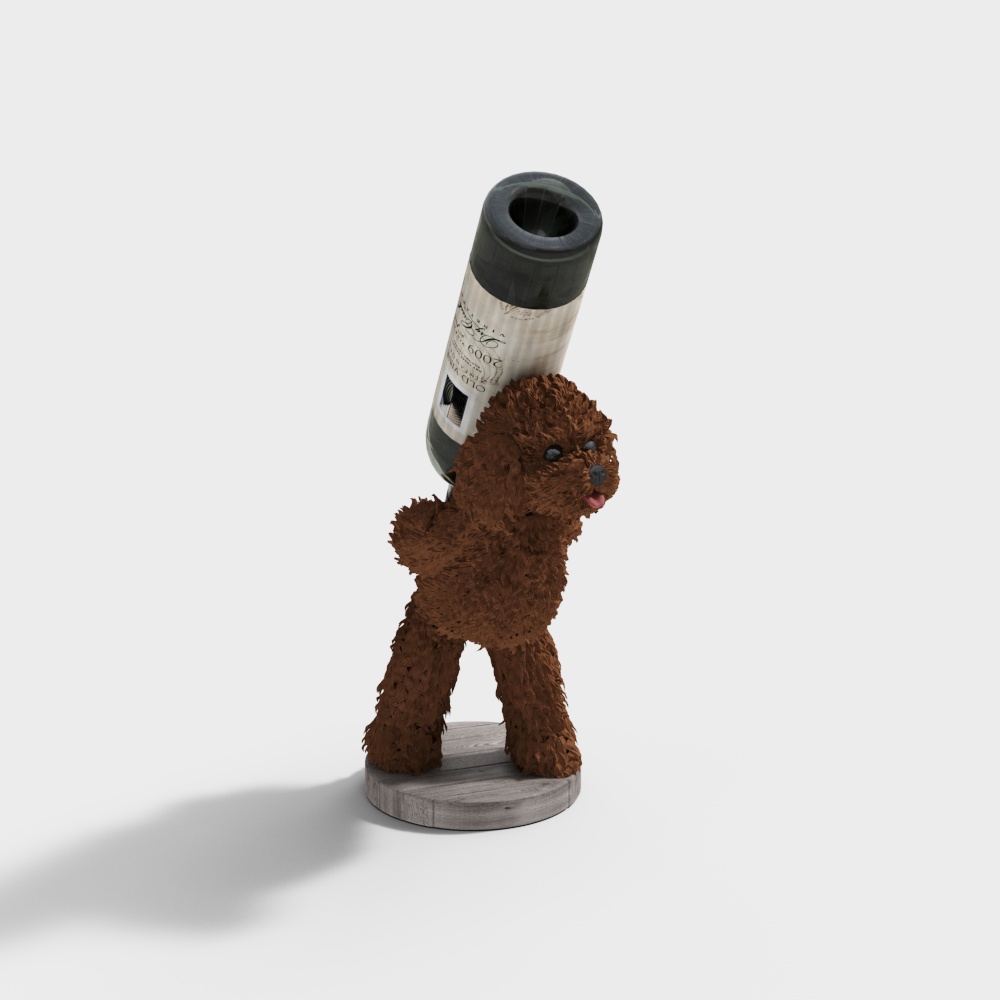 Modern Wine Rack Brown Resin Teddy Dog Decorative Countertop Wine Bottle Holder