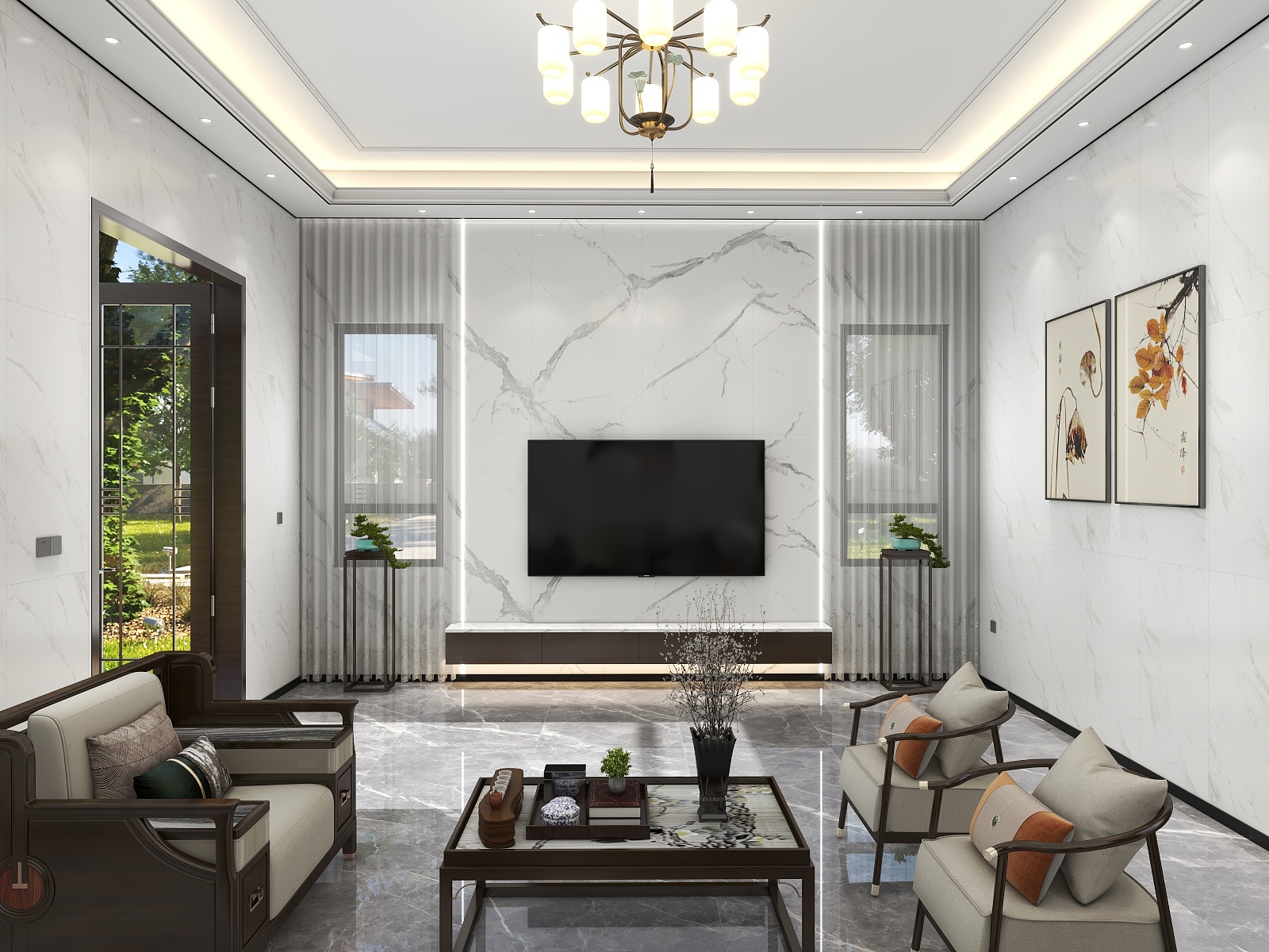 500一套_韩昊霖-广州自建房别墅-新中式装修效果图