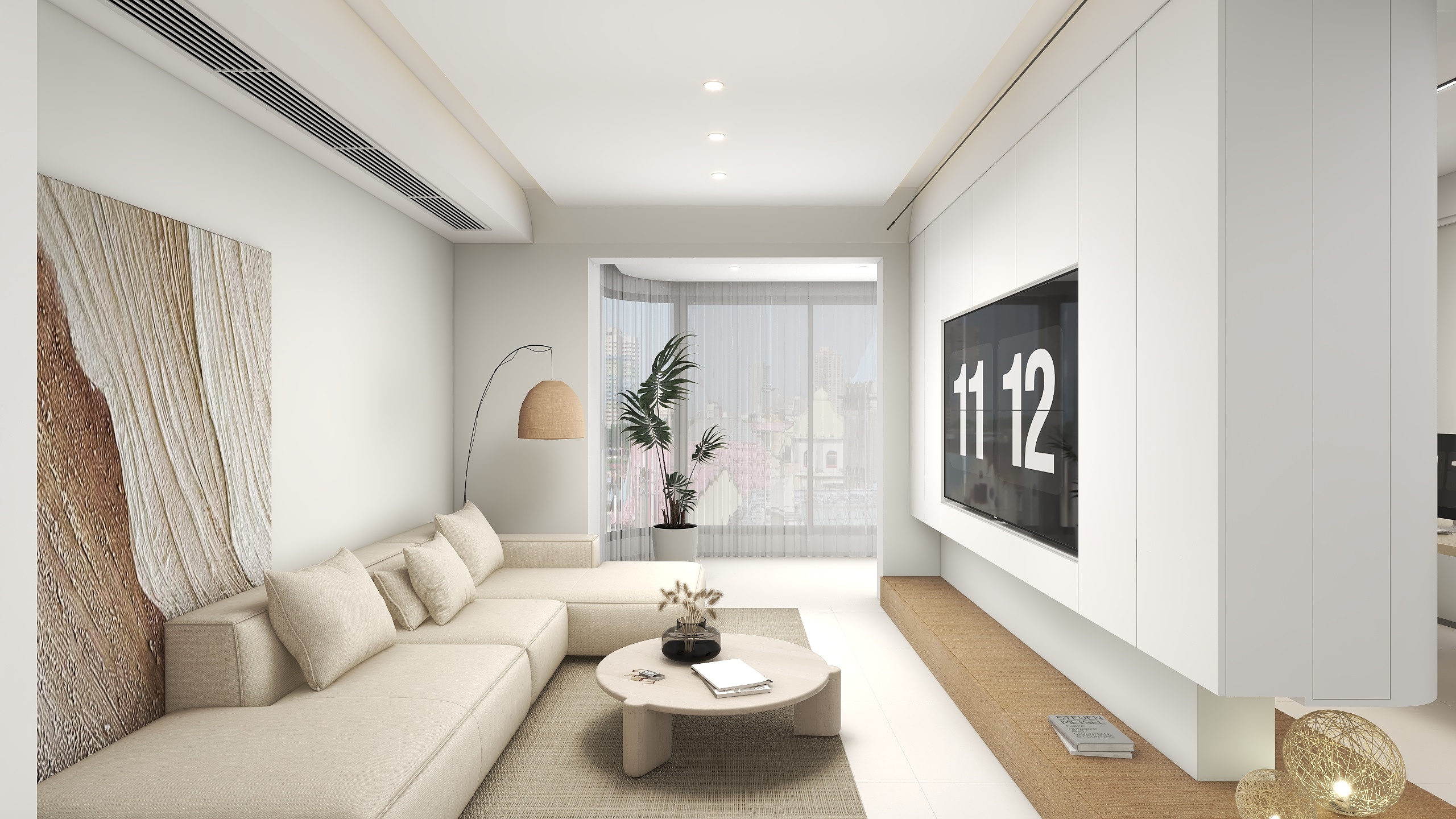 青瓦丨DESIGN-【安静】极简诧寂三室两厅装修效果图