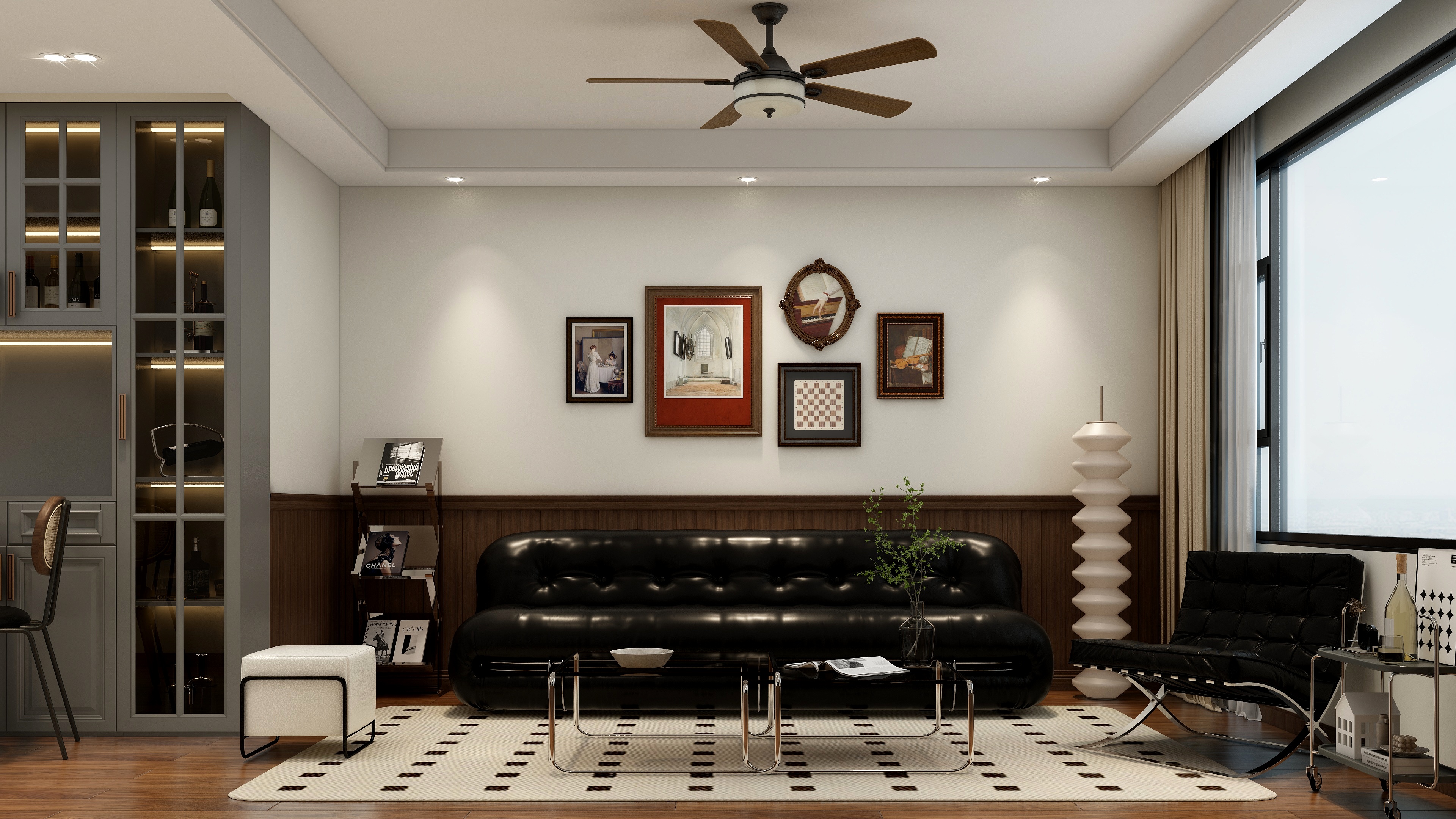 小郑槟榔-龙湖蓝山80㎡中古风效果图-装修设计方案