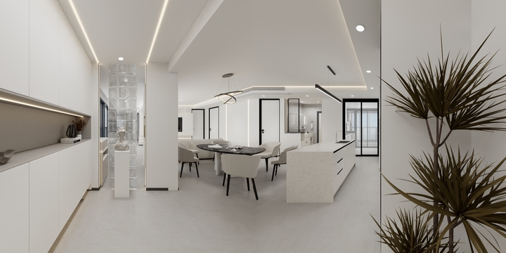 祁磊-卓越城 132户型 极简风格-装修设计方案