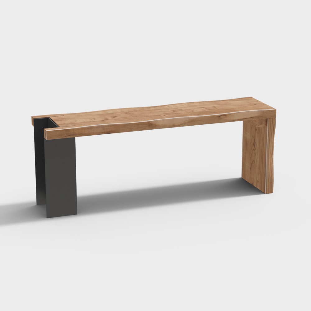 1200mm Modern Natural Wood Bench Entryway Bench Metal Legs Bench