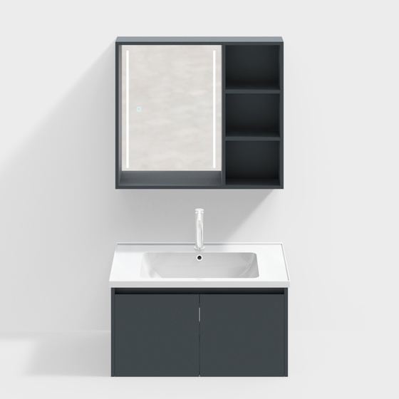 Rongs Bathroom Cabinet 3D Model in Black