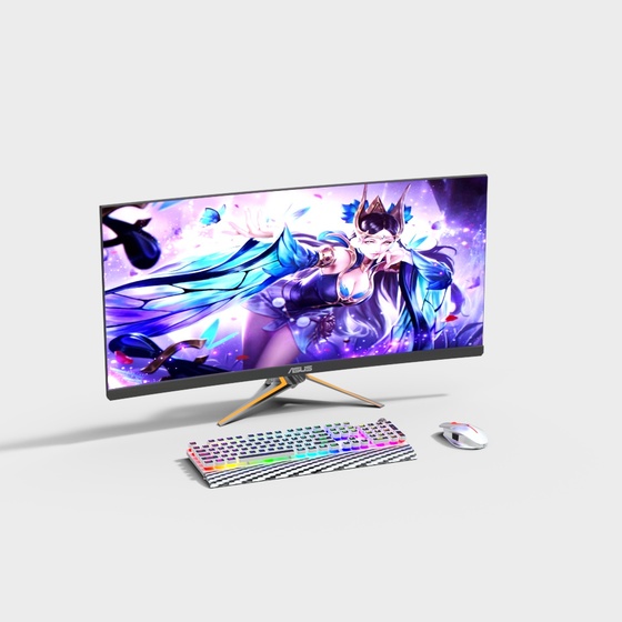 Modern Gaming Computer 3D Model in Blue