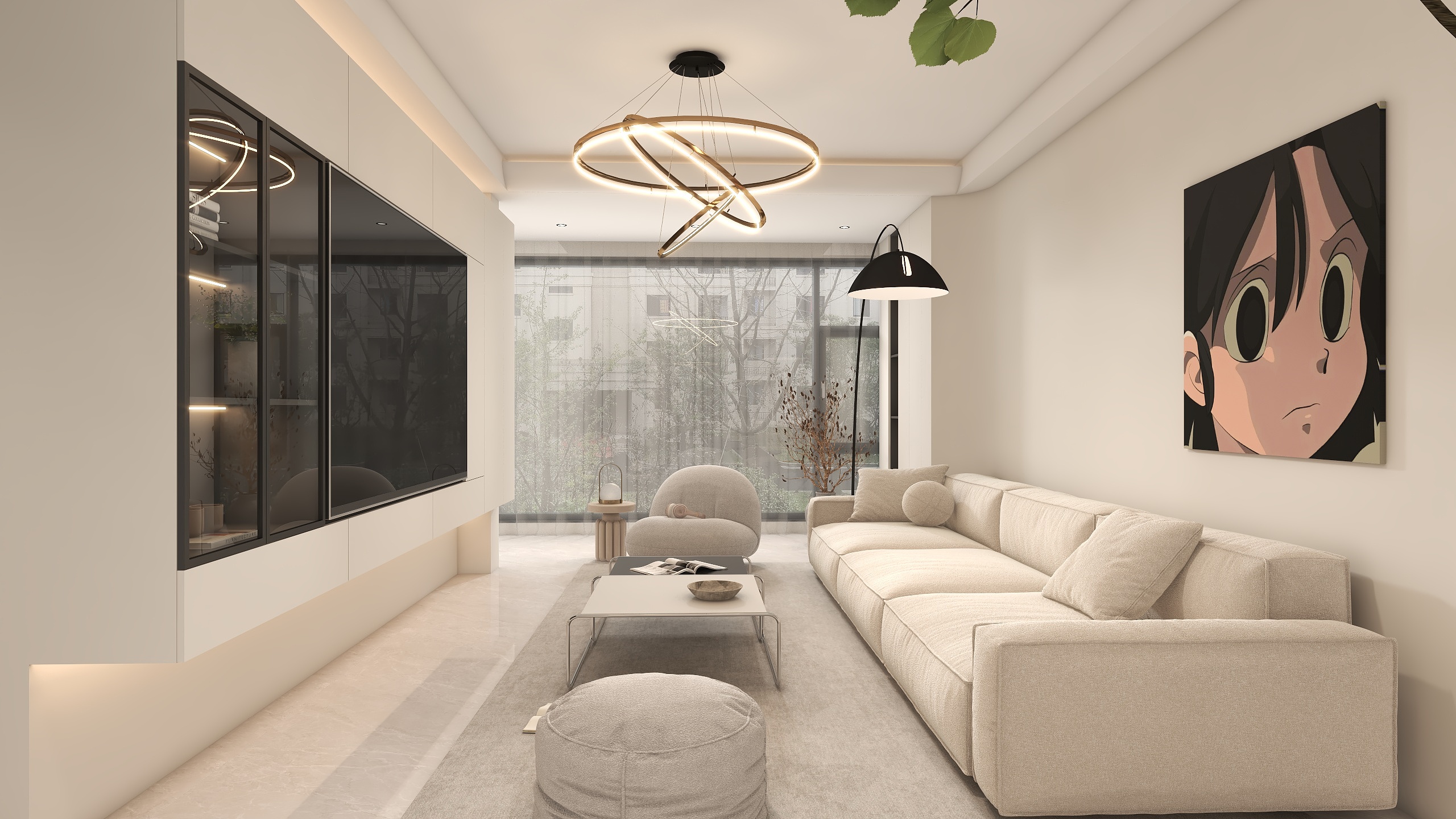 TS33333-极简奶油94²m三室装修效果图