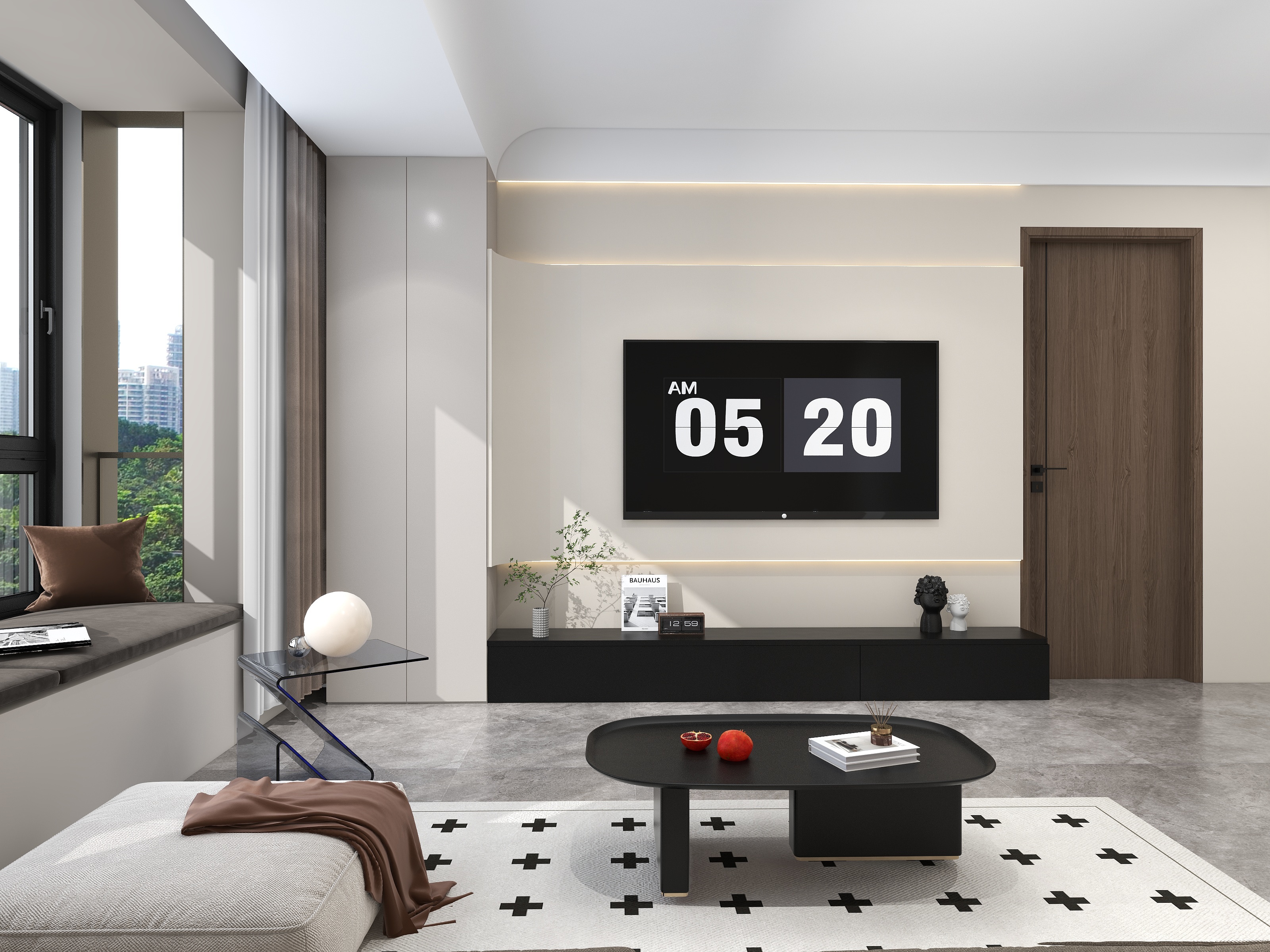 行云--现代简约88㎡3室装修效果图