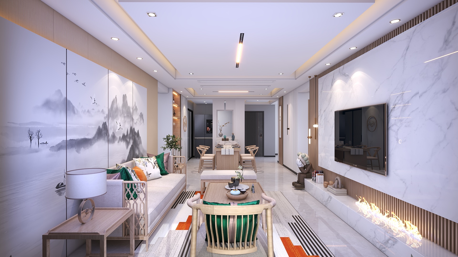 设计-君泽-新中式客餐厅-装修设计方案