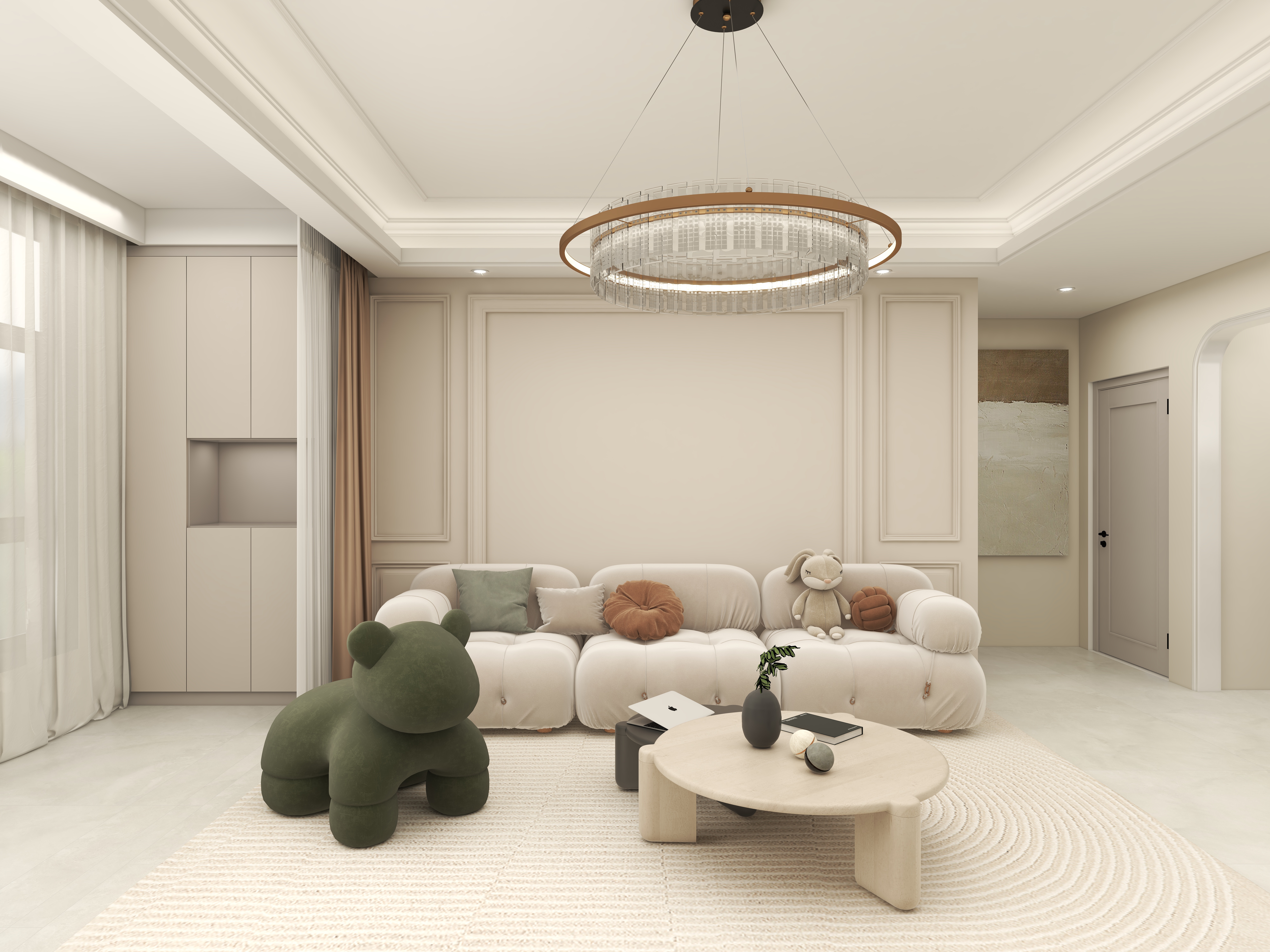 王鹏-117㎡3室-奶油风-南北通透-装修设计方案