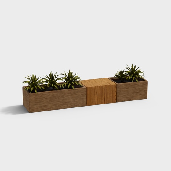 Modern potted wood flower bed for courtyard