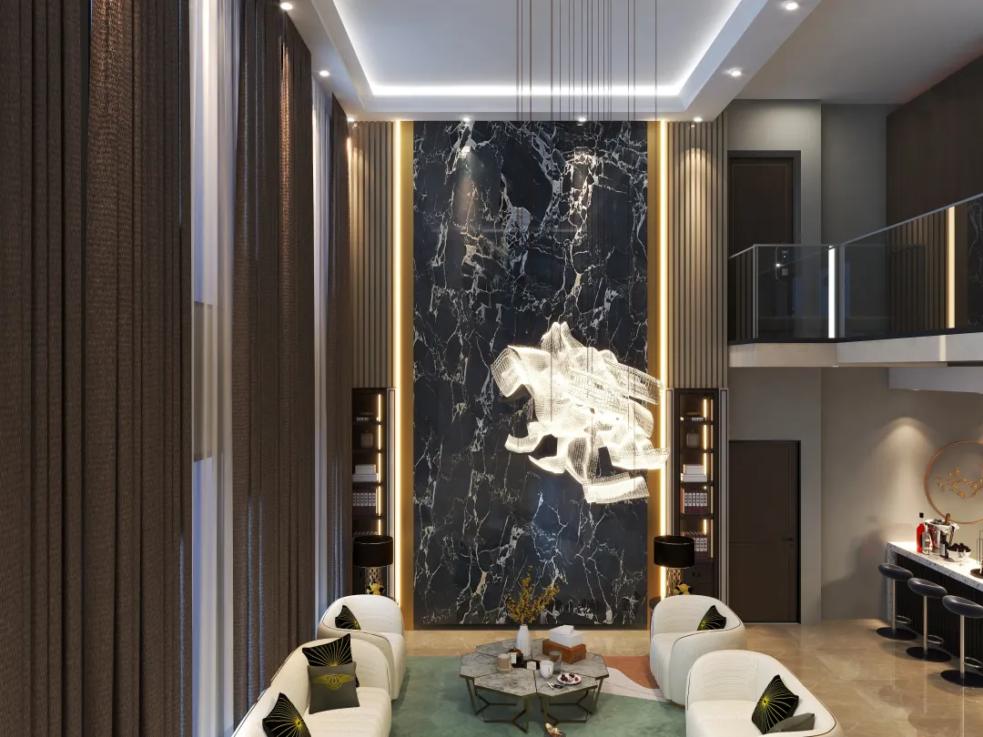 xemaarch的装修设计方案:Pent house lobby interior design in modern style