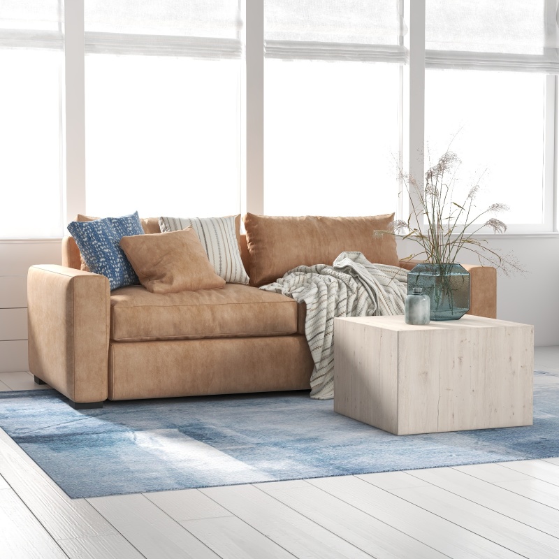 Minimalist Living Room with White and Brown