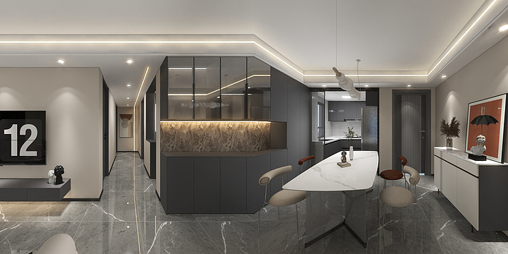 大珩木作-中梁2#2楼深色系-装修设计方案