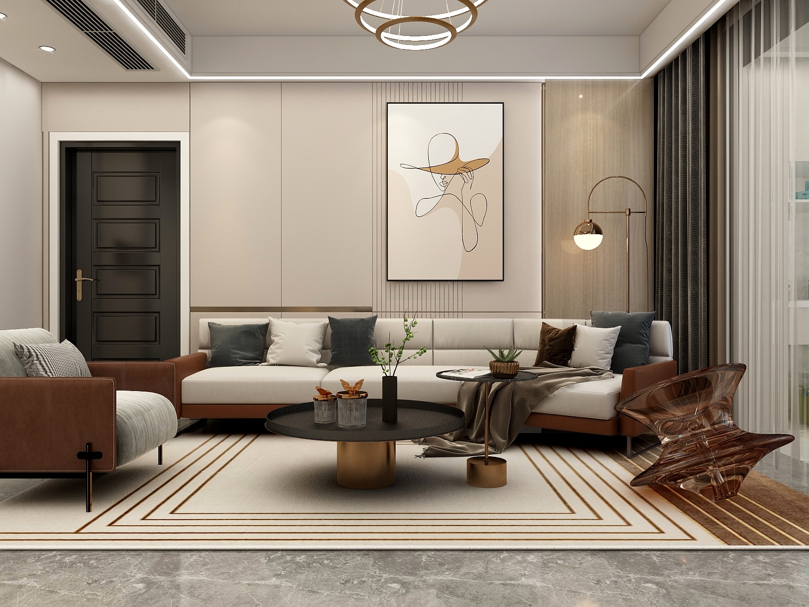 张旭-现代温馨三房装修效果图