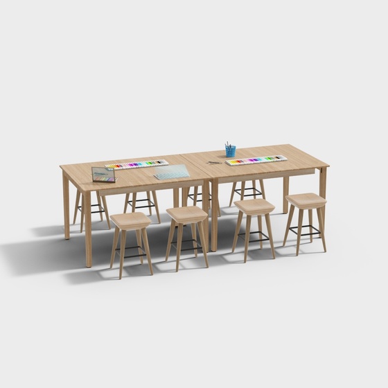 Art classroom desks and chairs