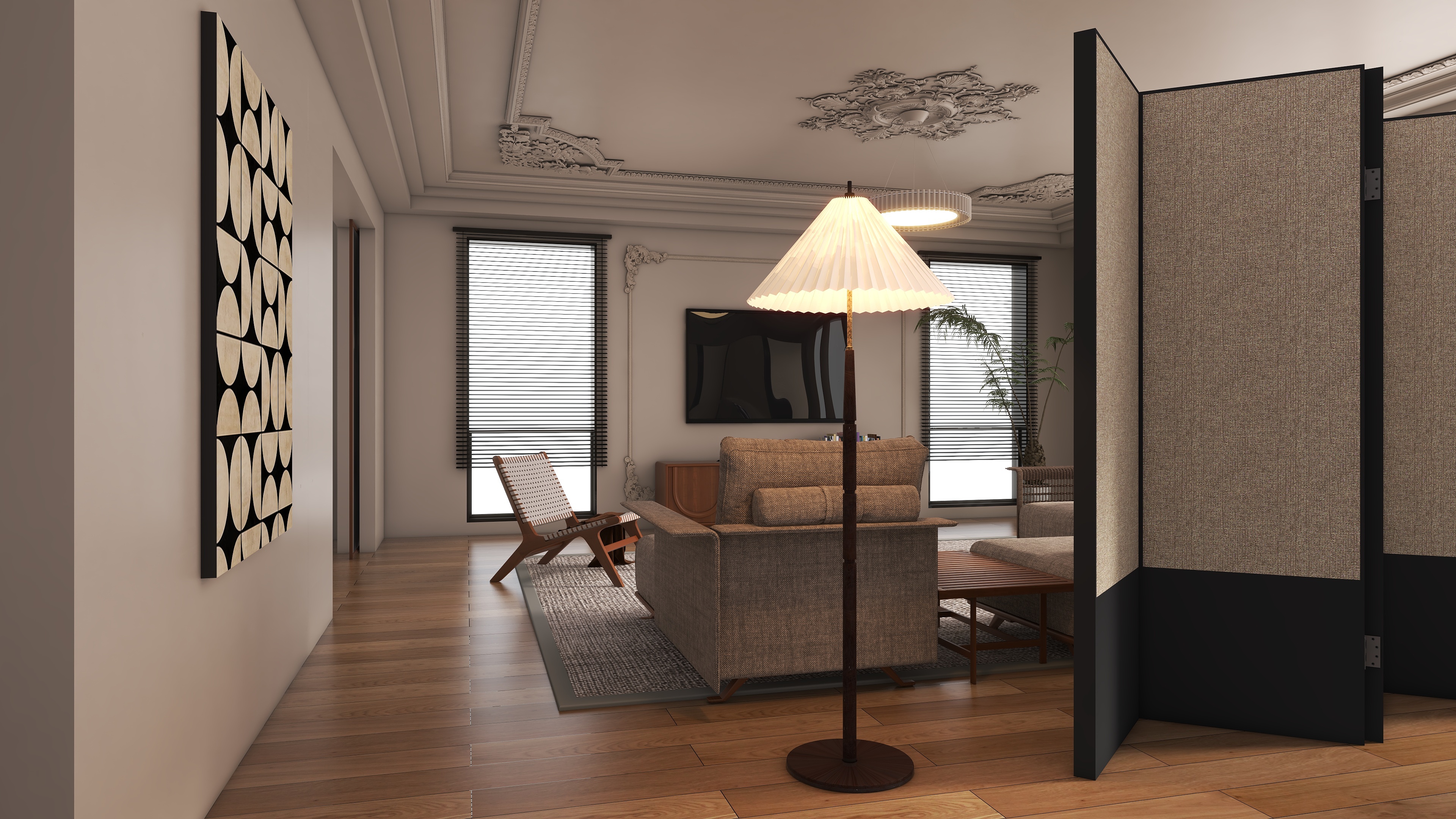 设计师陈端阳-【中心.天元】深圳330平中古混搭风装修效果图