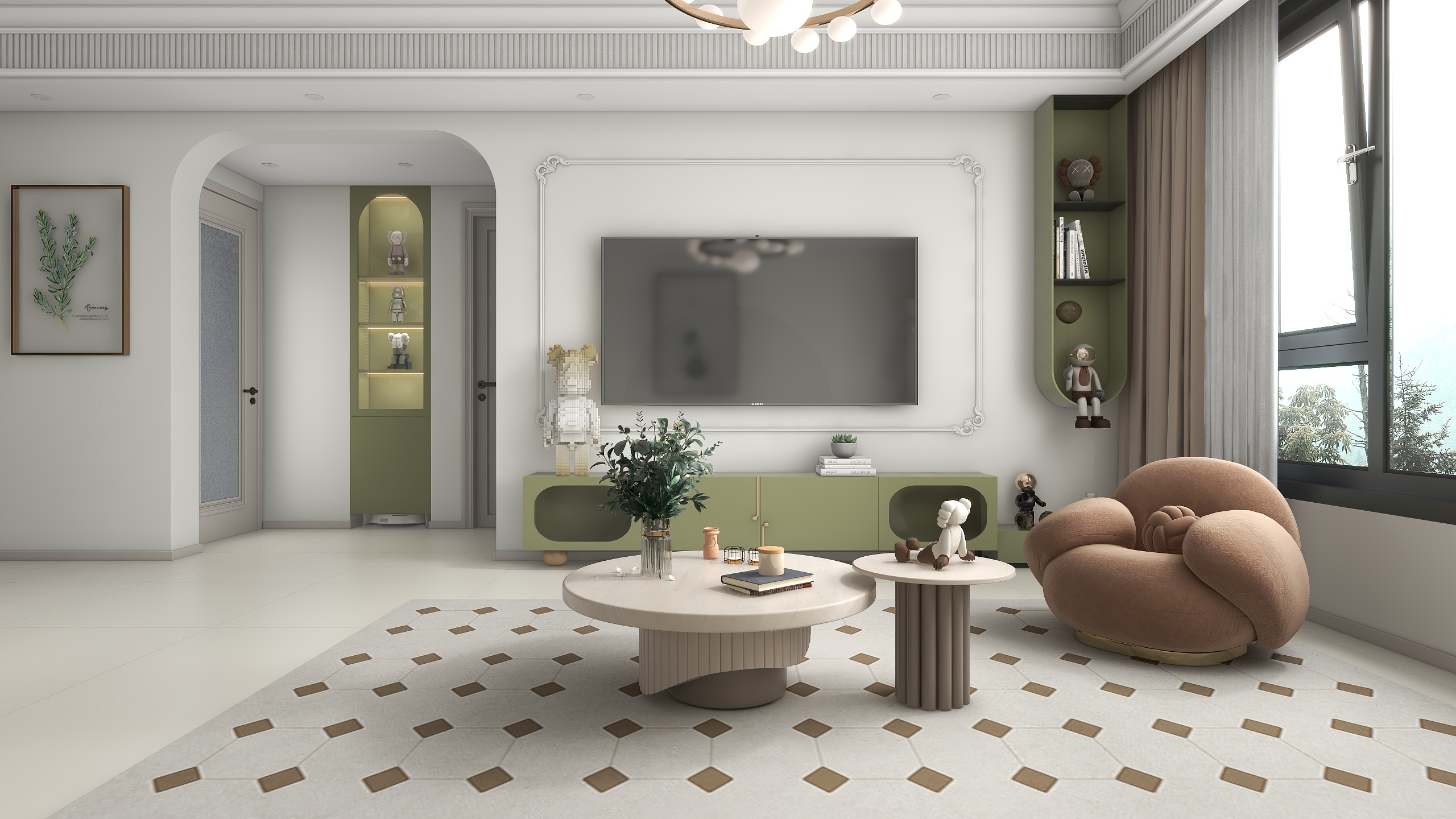 誉境|ArtDesign-《莎莉花园》法式奶油风格|111m²三居室装修效果图