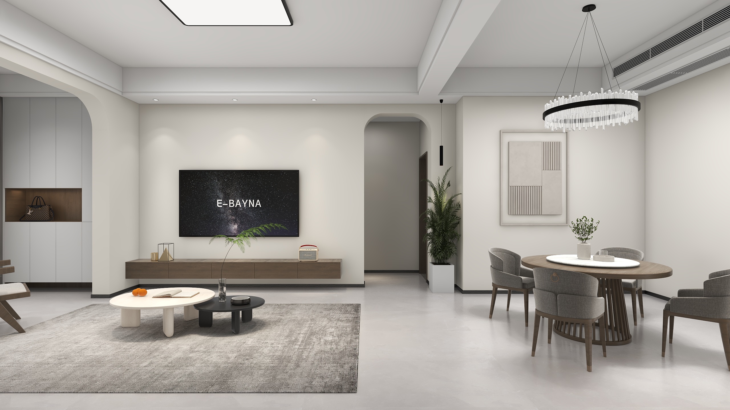 奥迪托里-121m²现代奶油风客厅-装修设计方案