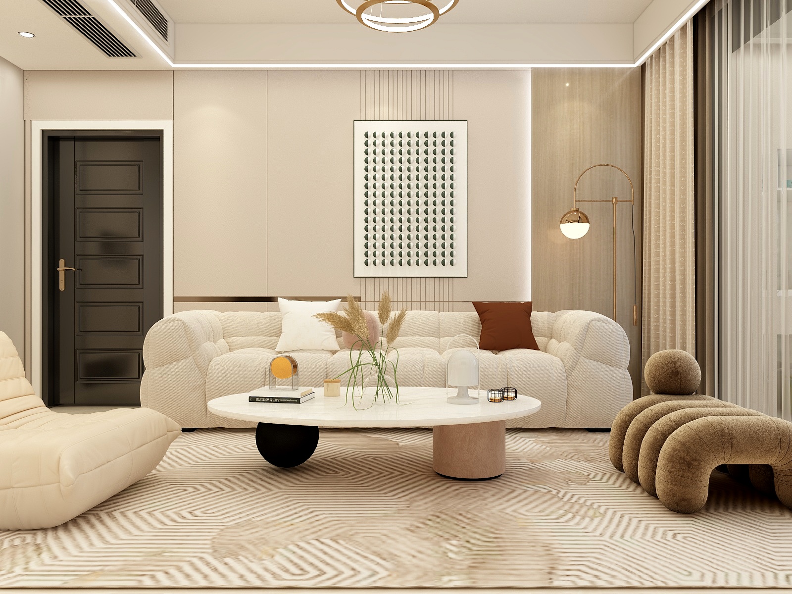 张旭-108平米现代风格温馨三房装修效果图