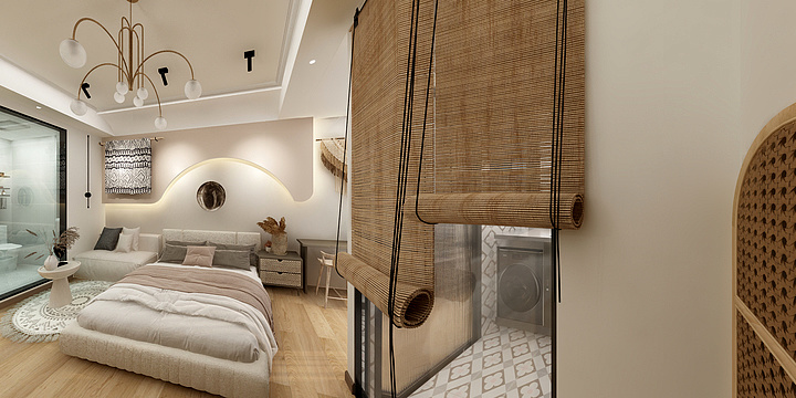 洛羽效果图-猫咪公寓-富力院士廷民宿酒店-装修设计方案