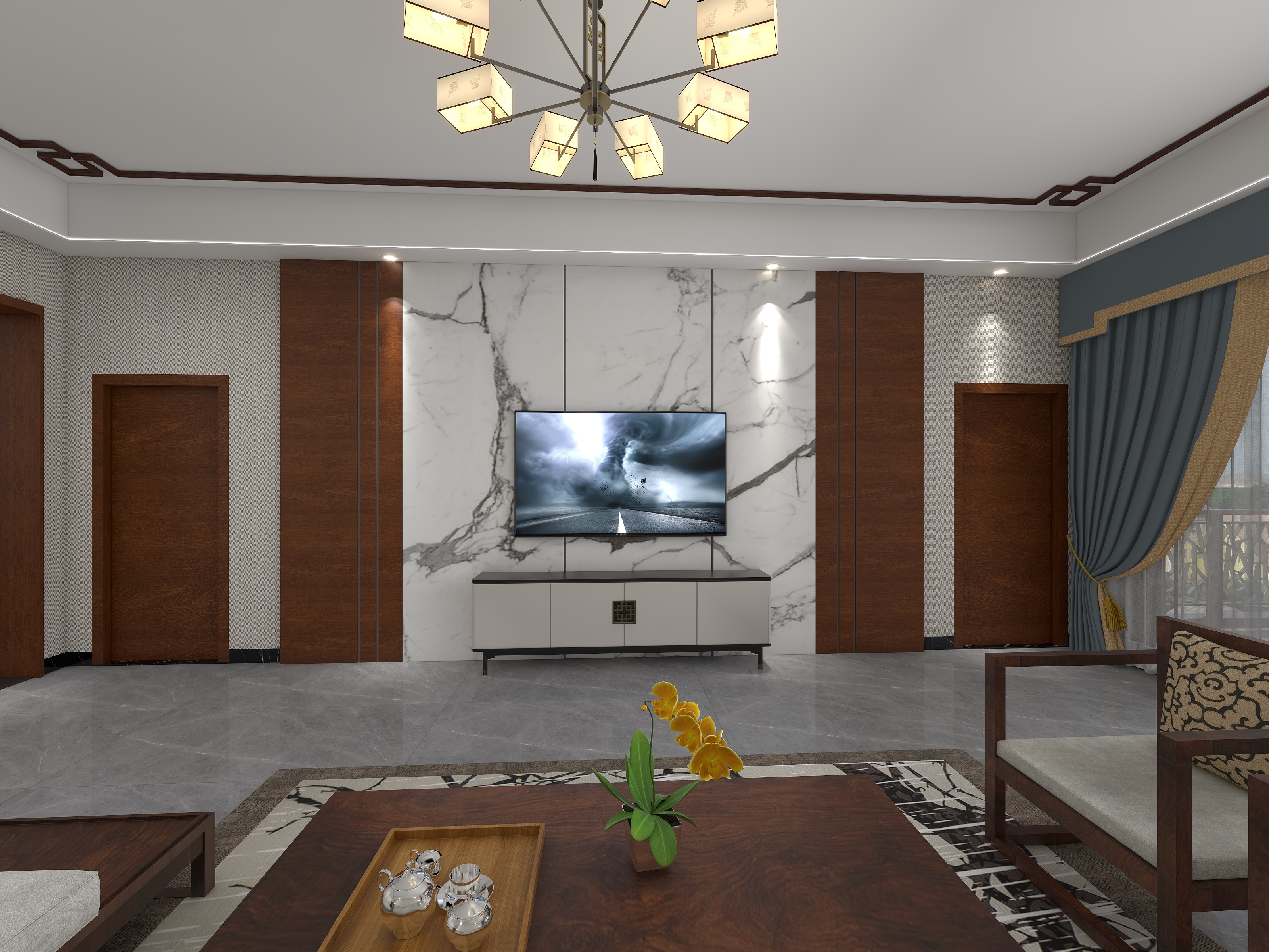 格莱斯刘晓阳-李熙别墅-新中式装修效果图