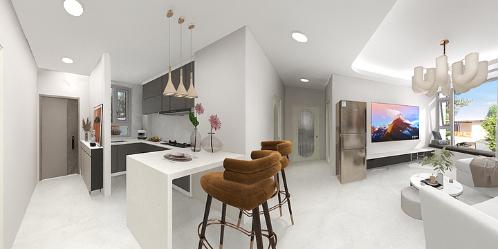 田海峰-海德公园82㎡2室-装修设计方案