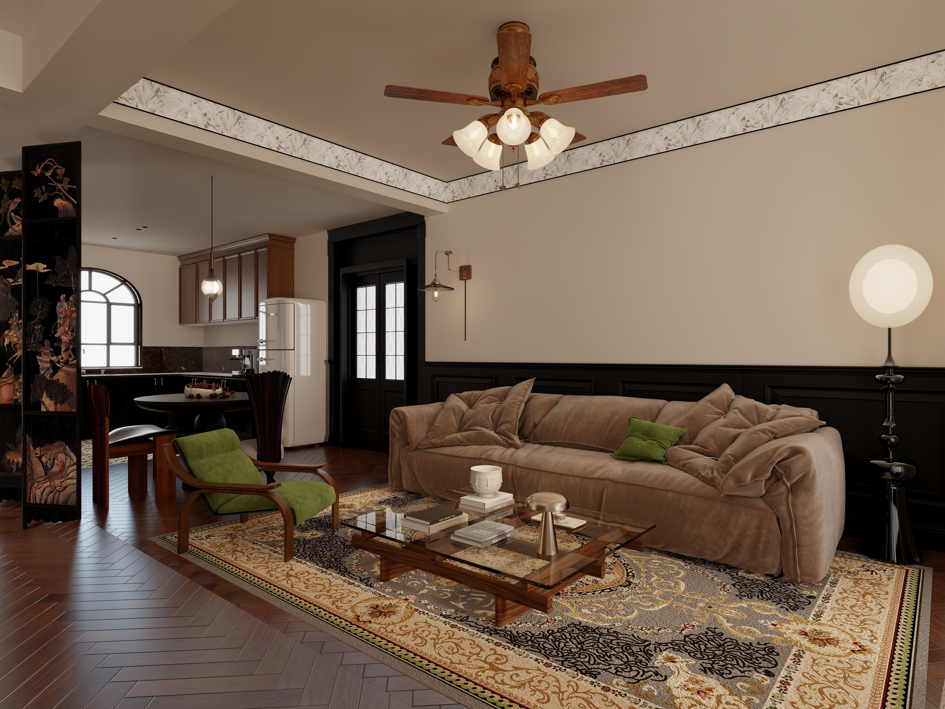 全案设计陈毅-自建房王总-中古风格-装修设计方案