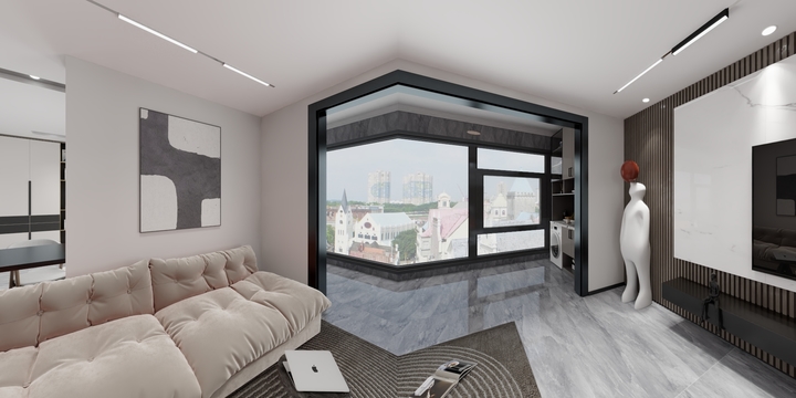 Jun太阳空间-开放式厨房、超大客厅-帝景清华园 B户型-装修设计方案