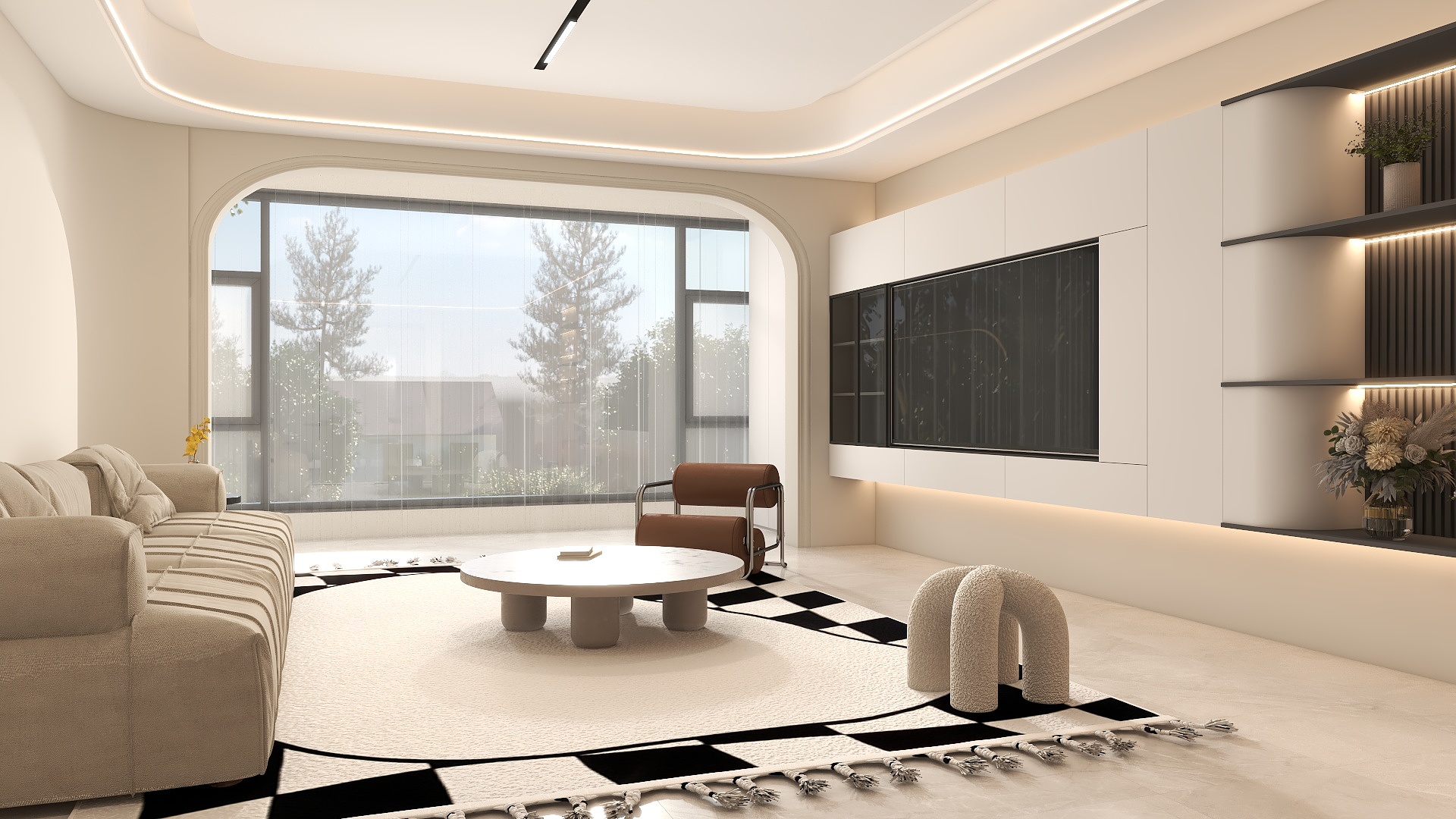 Only安静-奶油风客餐厅-装修设计方案