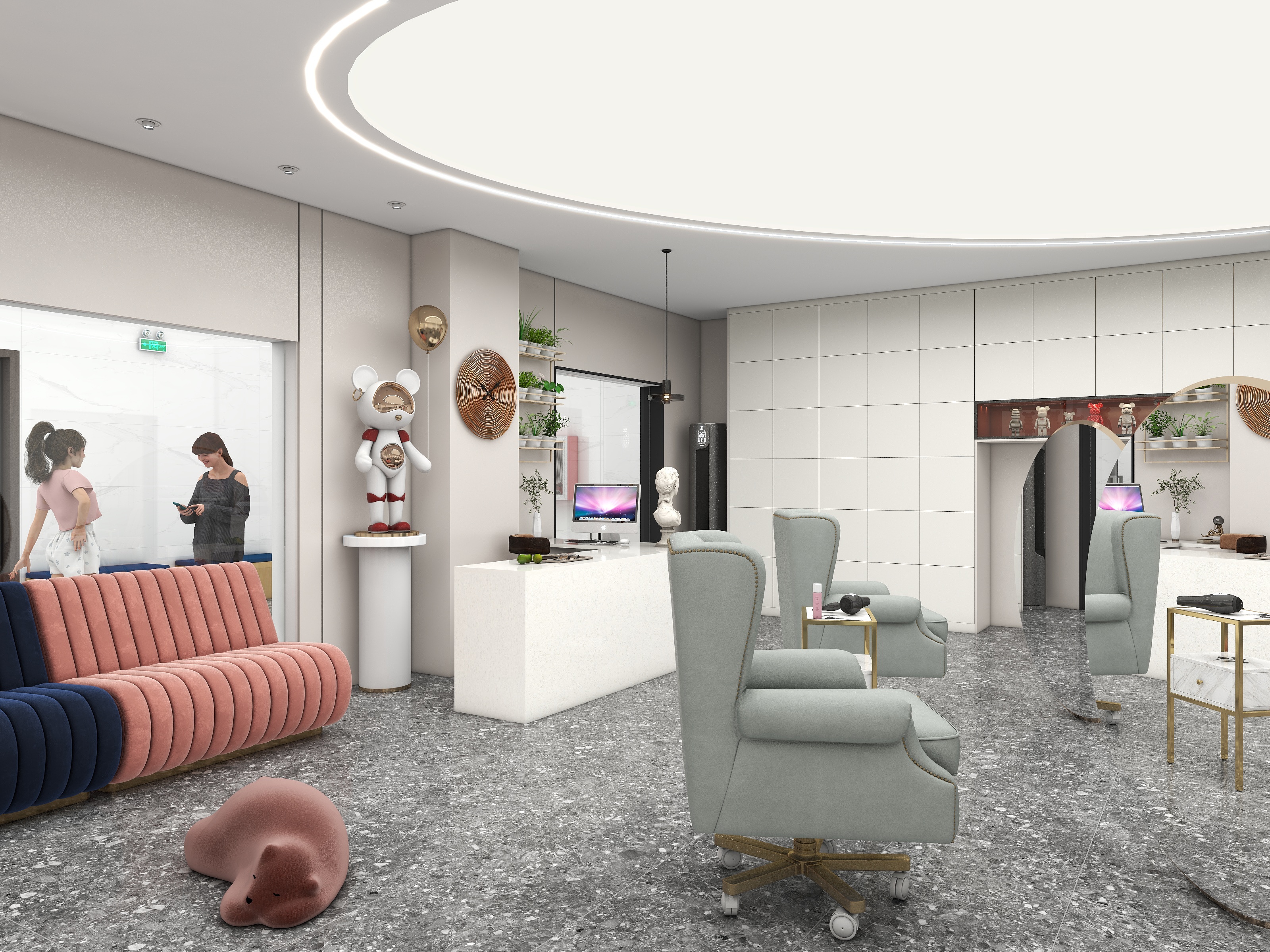 济宁室内设计-运河城美发店现代简约224㎡-装修设计方案