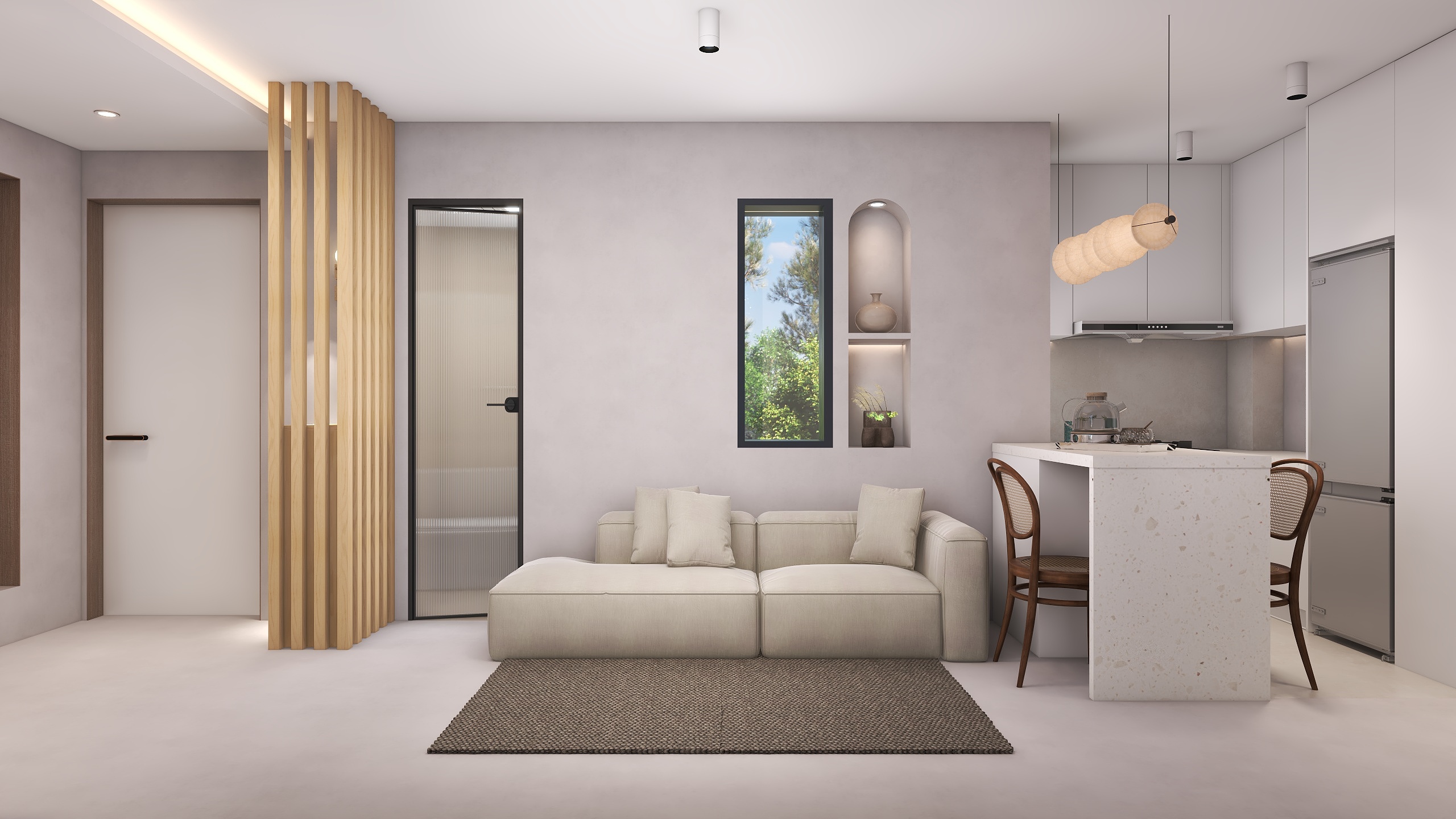 沐光|知行视觉设计工作室-阿东-微水泥-《新泥》 70平2室装修效果图