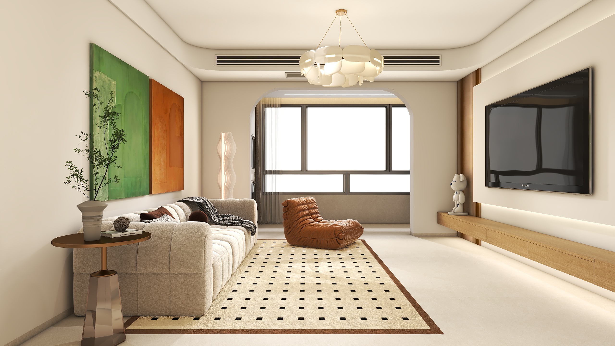 郭涛-108奶油风三居装修效果图