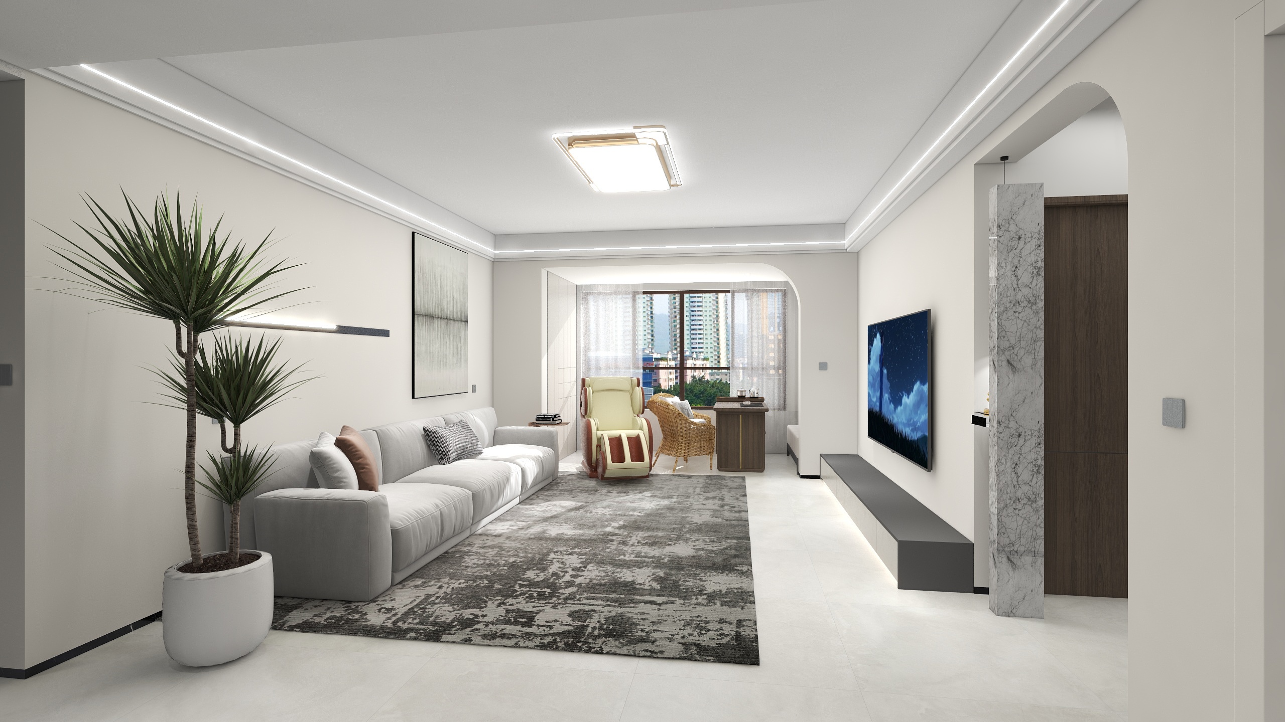 塵丿-中成水岸绿洲130㎡3室-装修设计方案