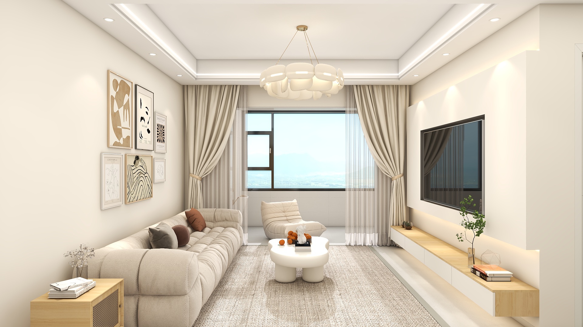 李青越-97方原木风三居室装修效果图