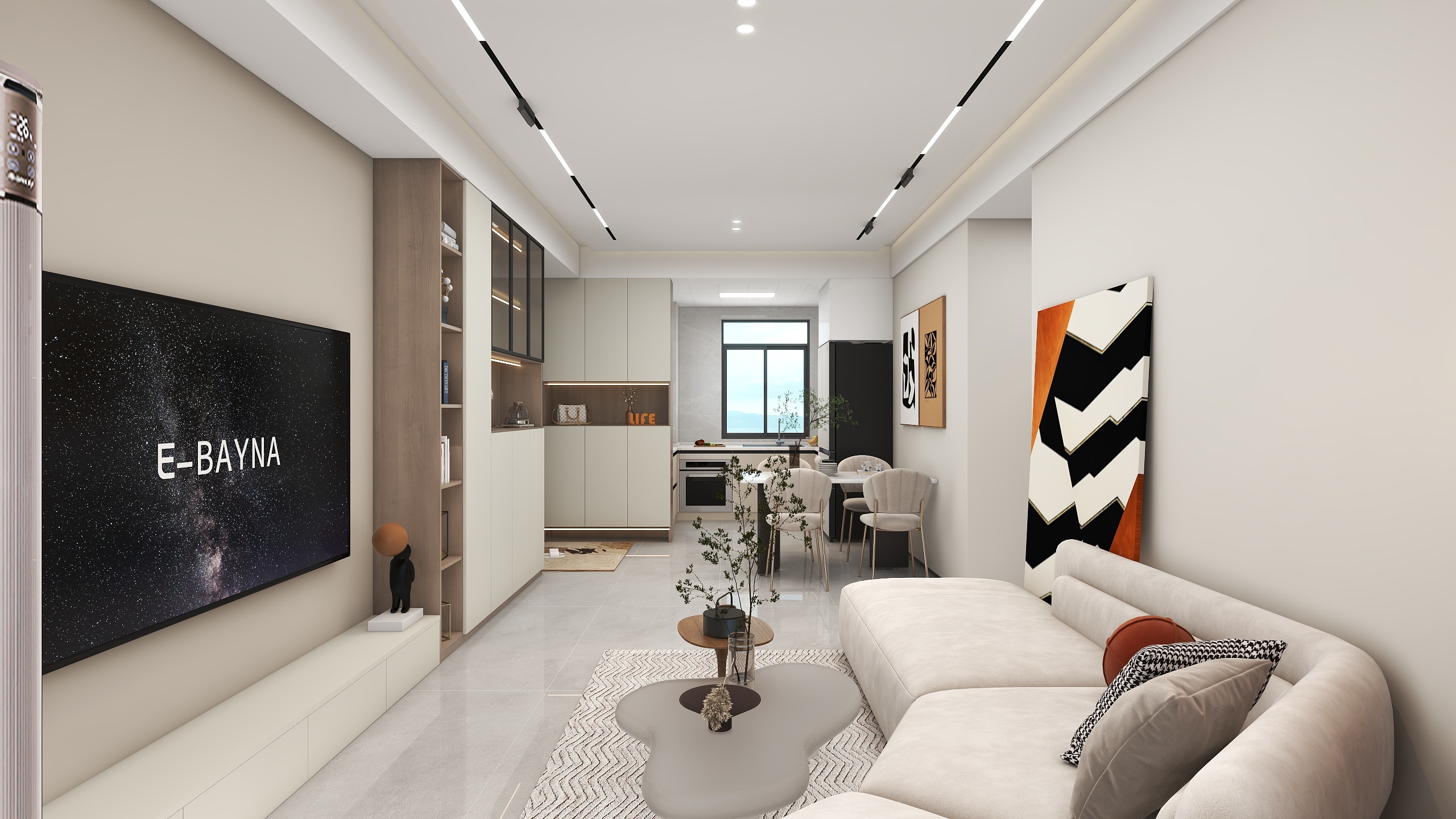 星空设计500一套-现代简约92㎡3室装修效果图