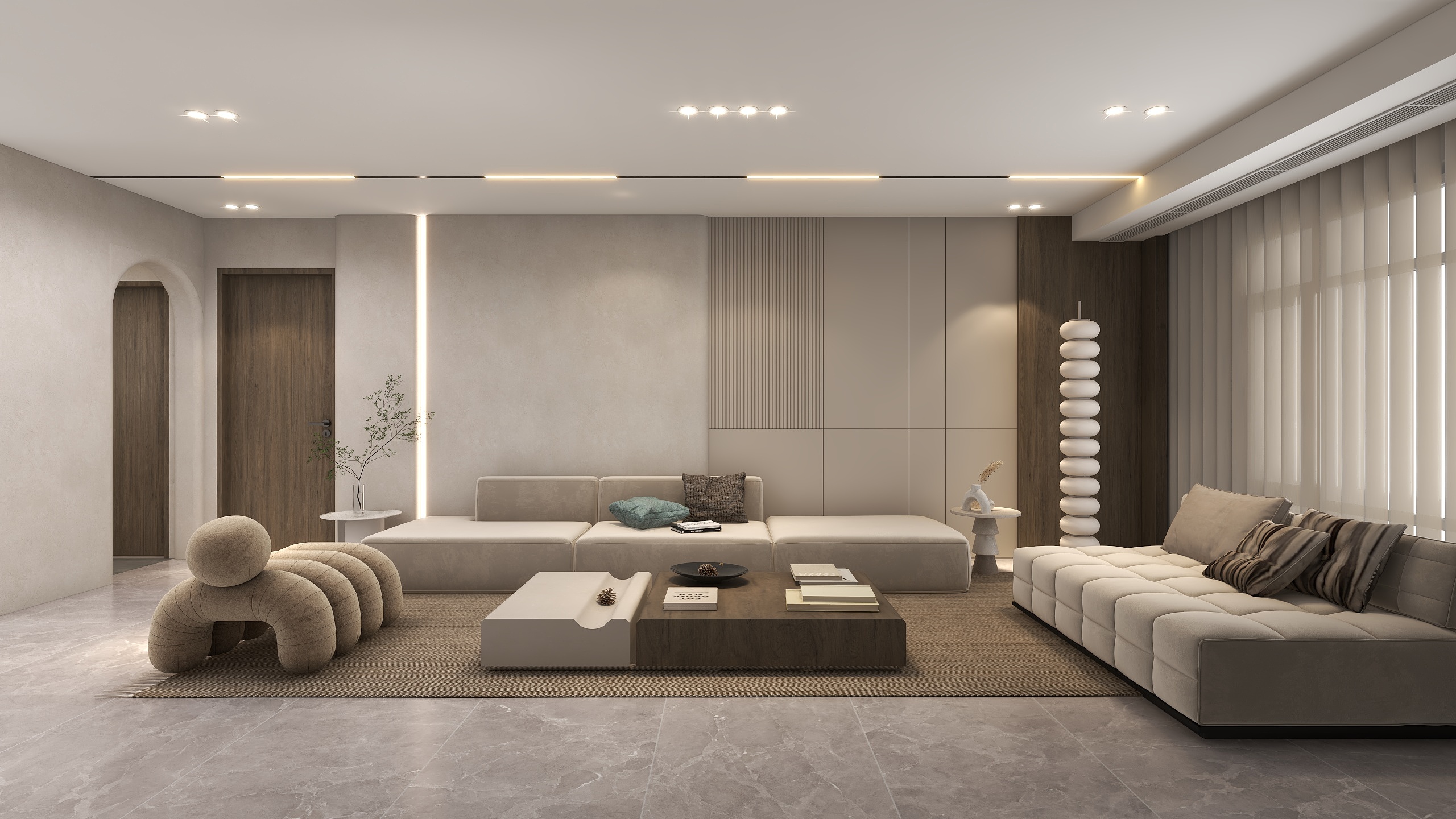 李青越-788平新中式极简侘寂风3层装修效果图