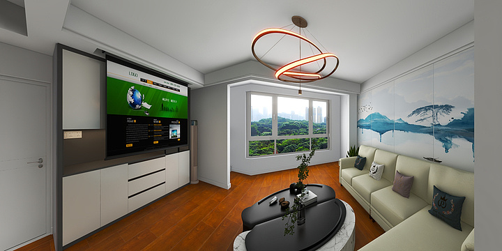 旭美家装饰-隽悦花苑三居室95平米-装修设计方案