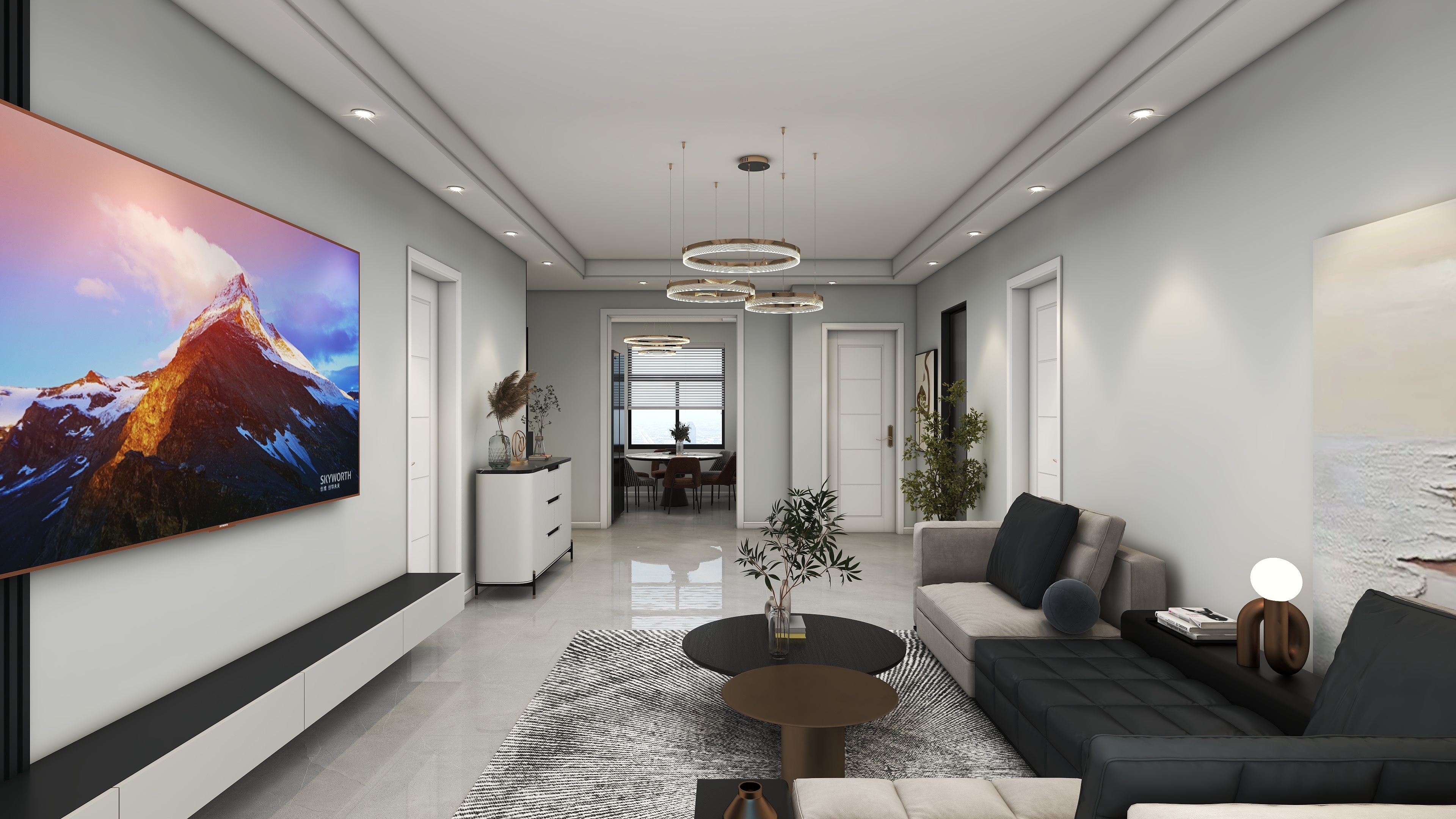 星空设计500-三居112㎡现代简约风装修效果图