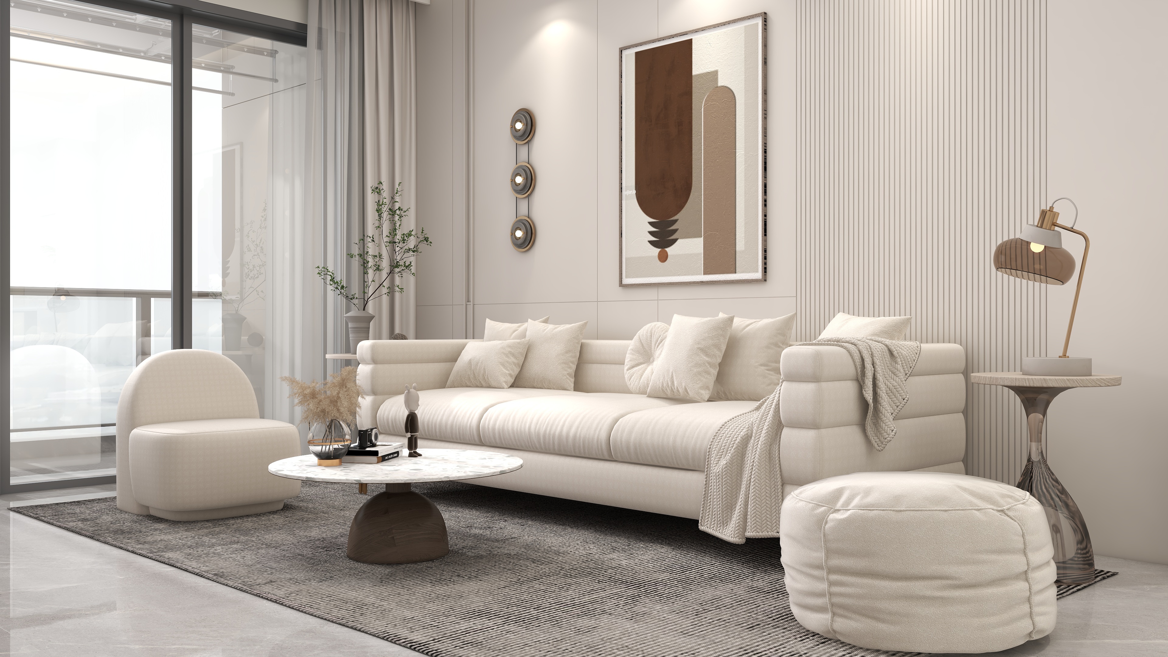 李佳洋-广陵世纪名园104平奶油风3室装修效果图