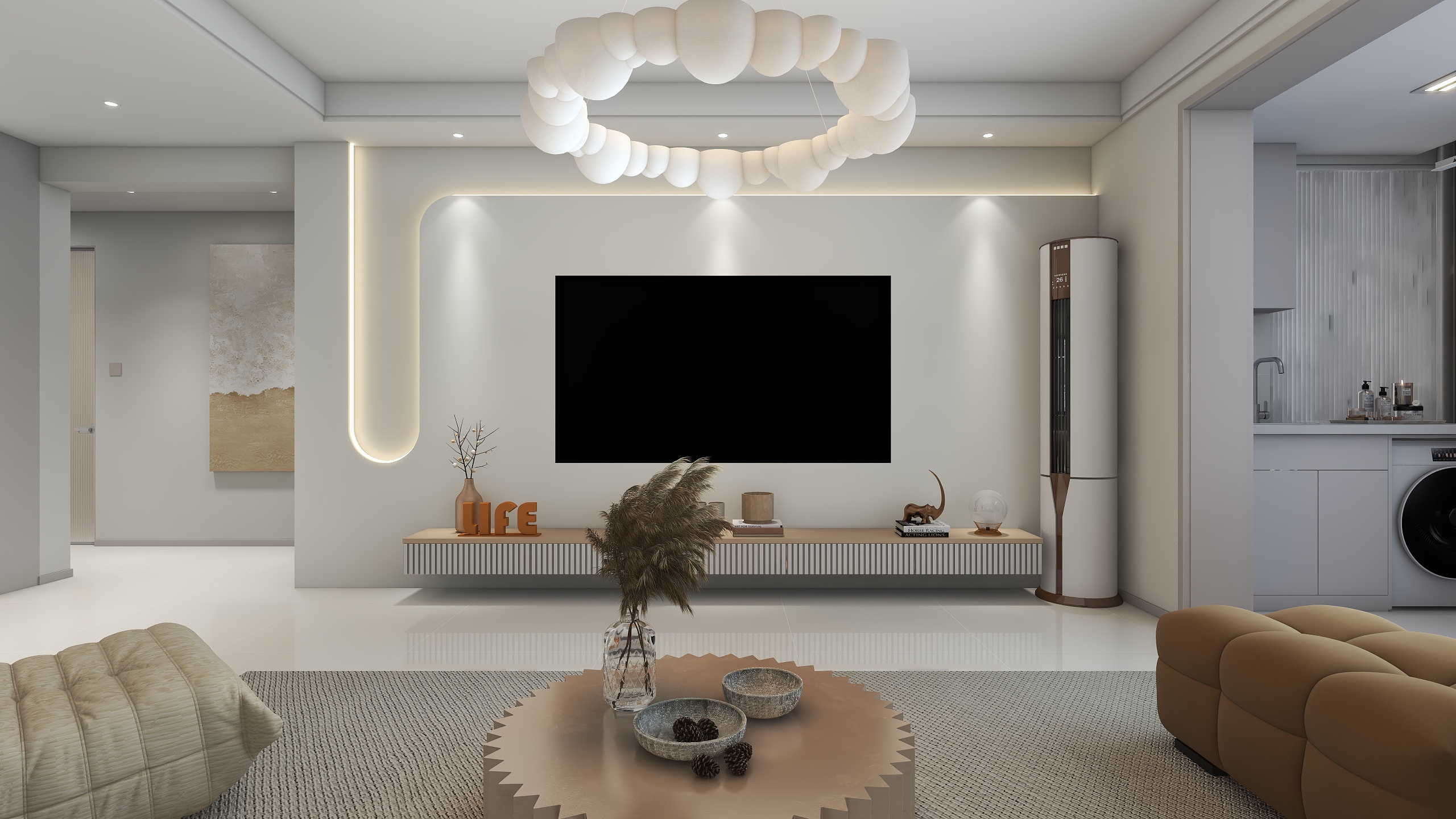 丨默涵丨-中央公园-奶油简装装修效果图