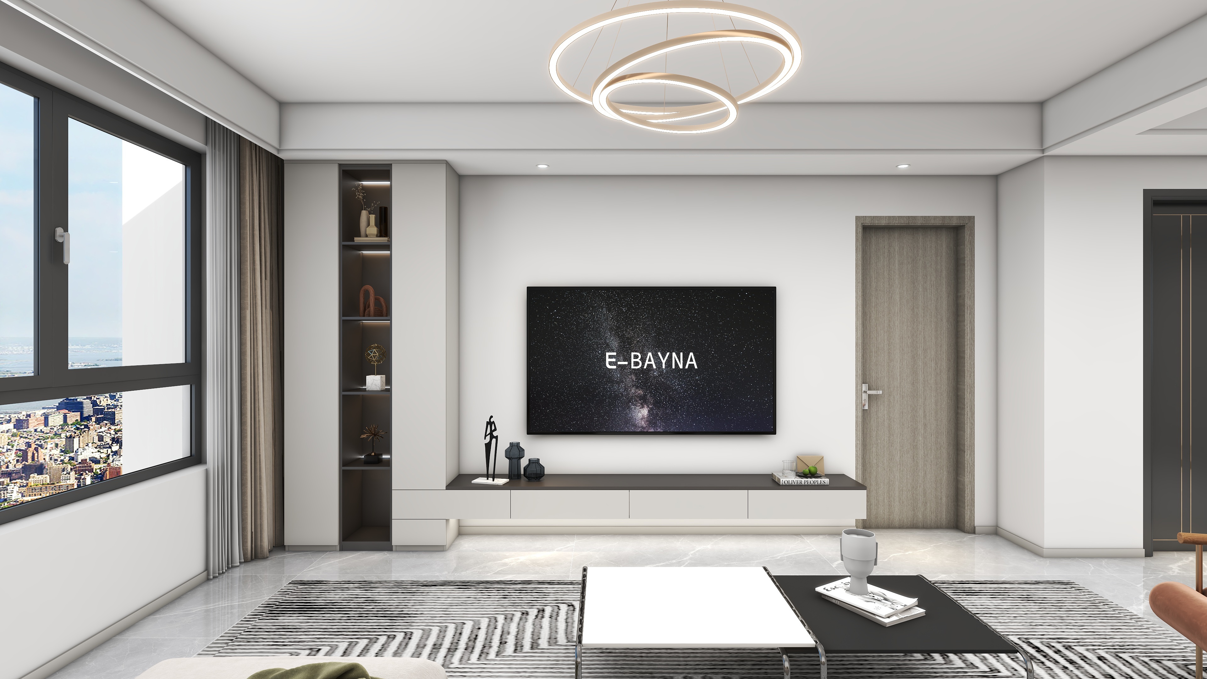 星空设计500-一居现代简约风80㎡装修效果图