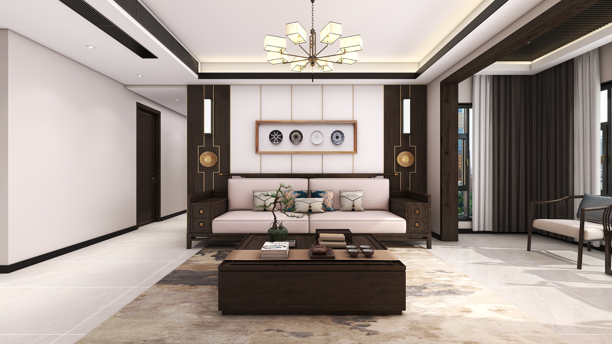 成爽-四川成都军安卫士花园（142平方新中式四居室）装修效果图