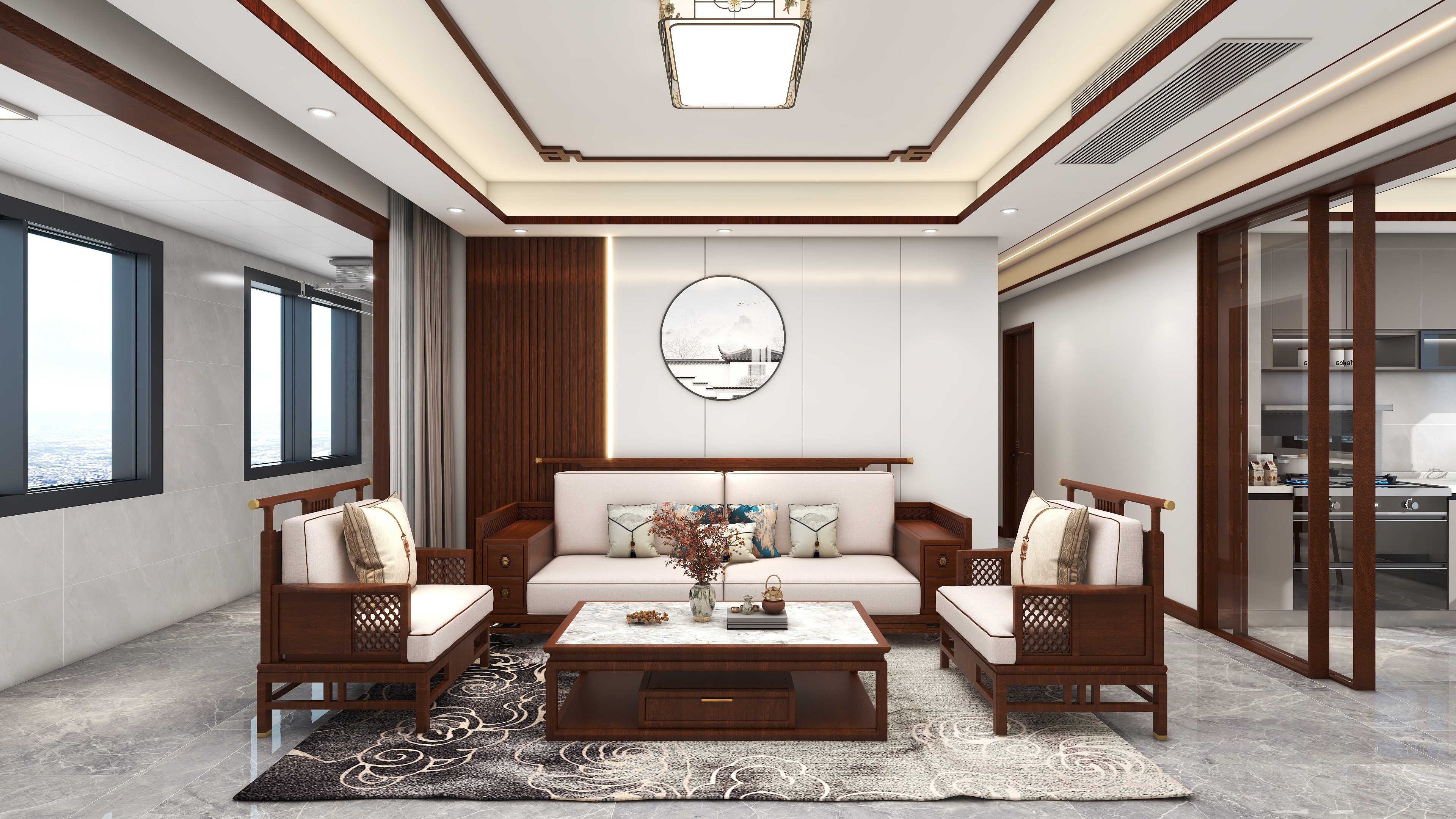 星空设计500一套-四居新中式121㎡装修效果图