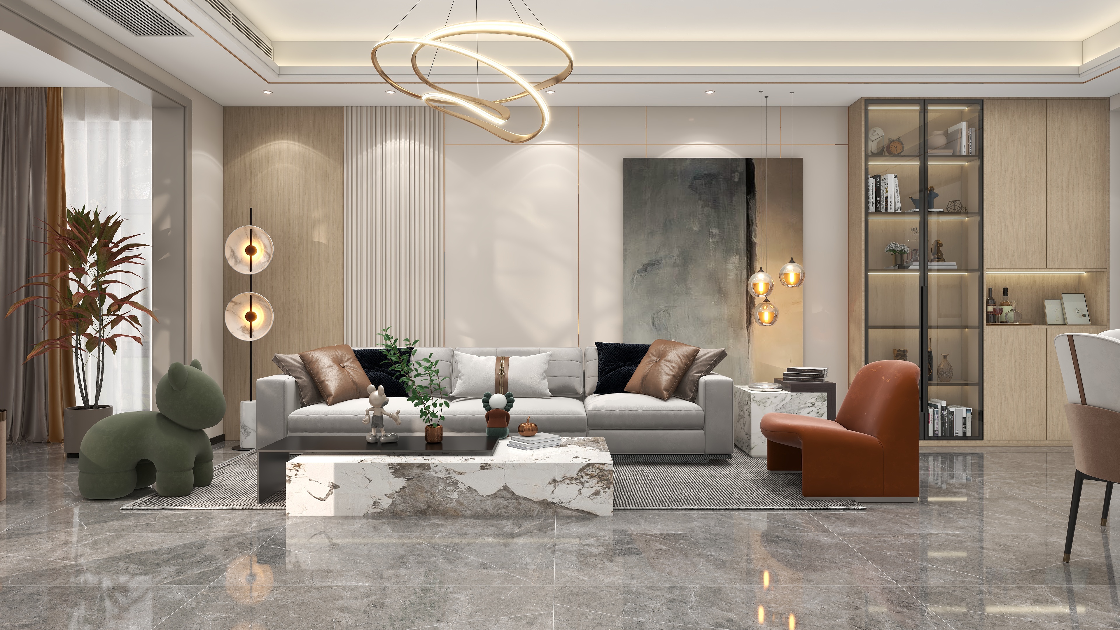 设计师邓杰-盛世龙庭131㎡4室轻奢风样板房装修效果图