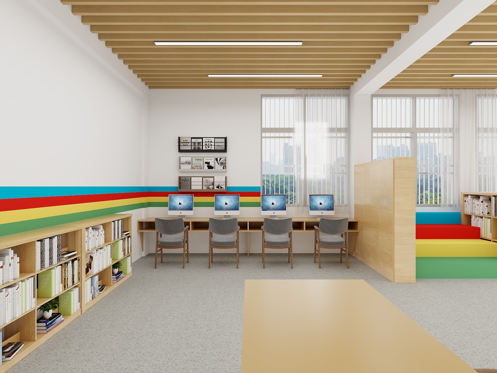 吃虾不吐壳儿-小学阅览室-装修设计方案