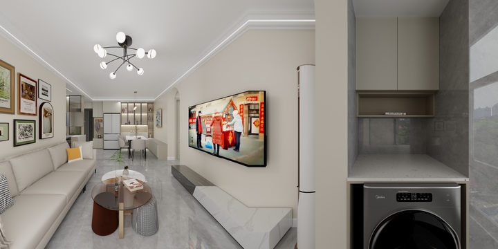 商丘橄榄枝装饰工程有限公司-绿地5区中户-奶咖风-装修设计方案