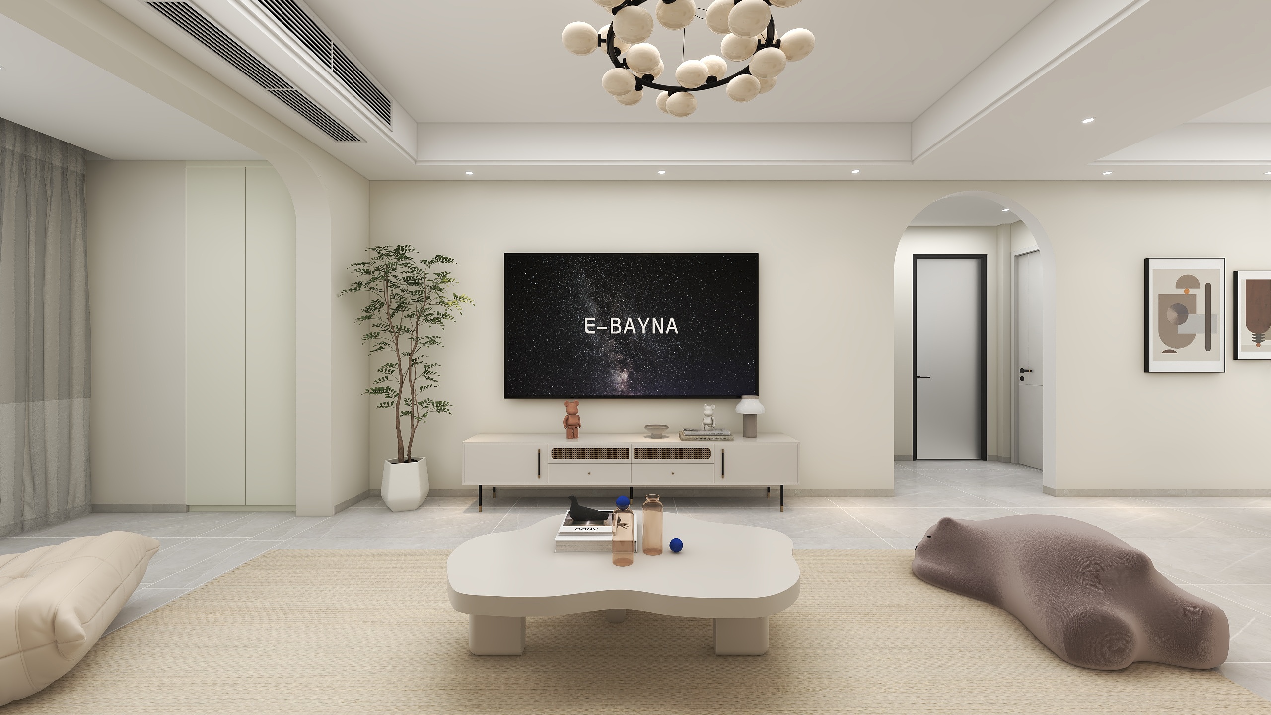 李青越-110平方奶油风三居室装修效果图