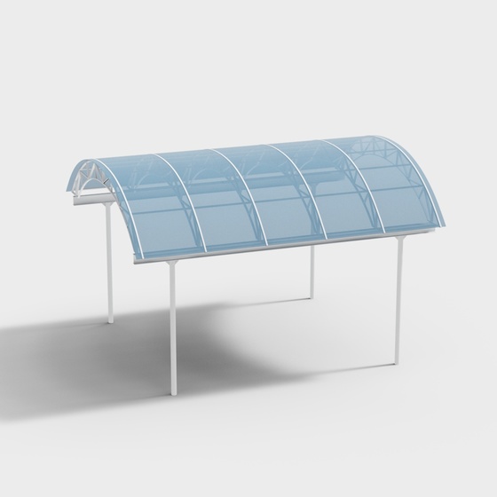 Square blue glass roof carport