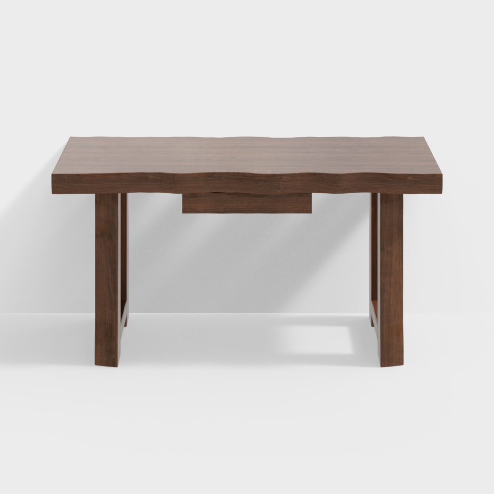 59.1" Modern Walnut Home Office Desk with Drawer Storage Pine Wood Desk 
