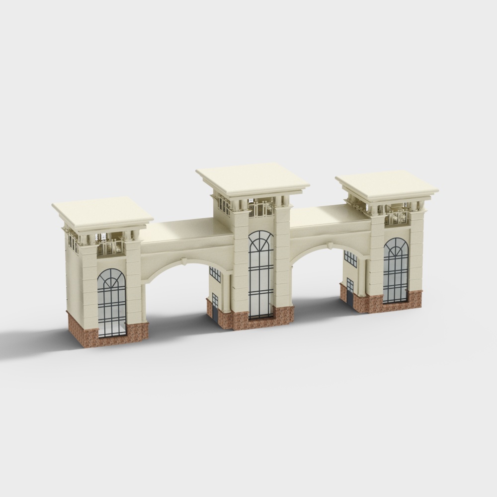学府艺术造型大门3D模型