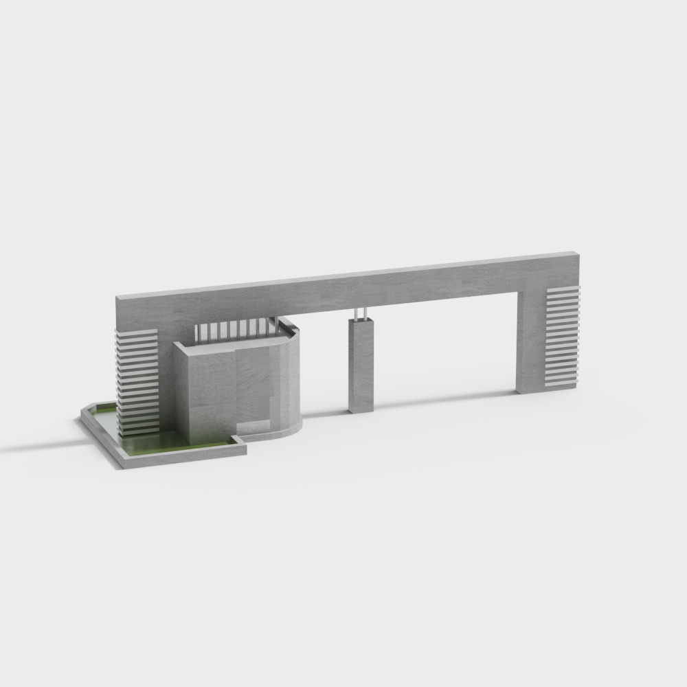 园区现代绿化造型大门3D模型